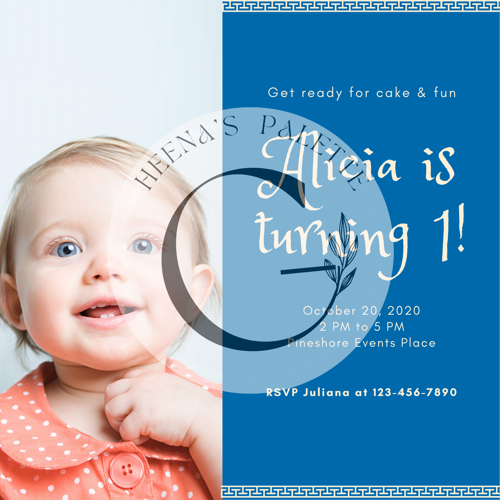 Blue Photo Baby Birthday Invitation Card Gust Of Life